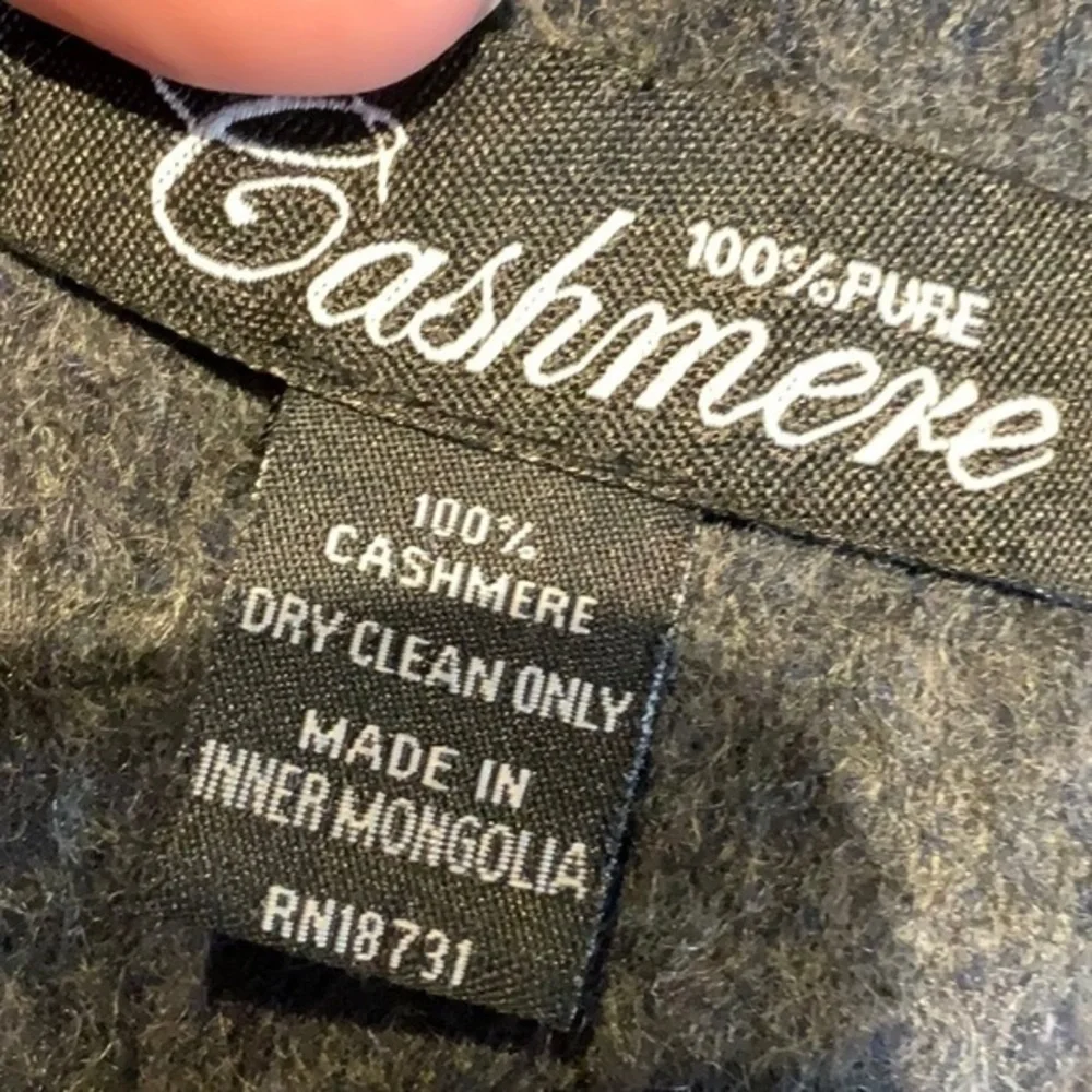 Mongolian cashmere scarf reversible blue dark gray double sided‎